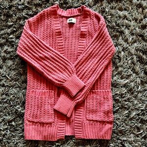 Girls pink cardigan sweater size medium (8)